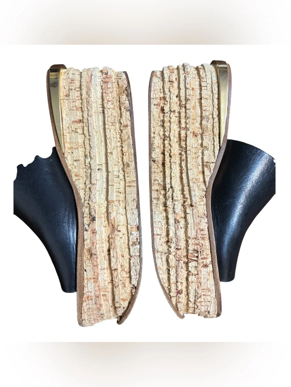Chloé Black Leather platform Cork Wedge Slide Sandals size 7